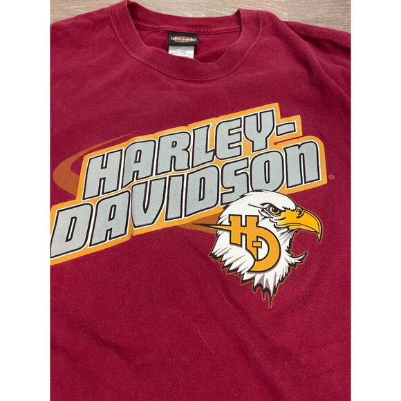 Vintage Harley-Davidson Red Graphic T-Shirt 2XL Sniders Yuba City CA C4 - Picture 2 of 6